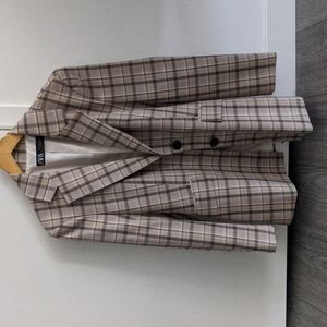Zara Fitted Plaid Blazer